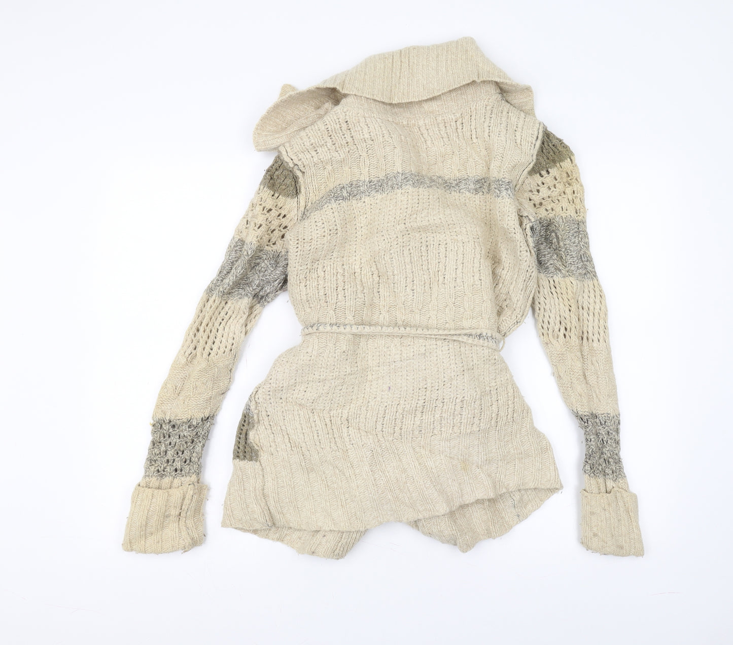 Fat Face Womens White  Knit Jacket Coatigan Size 12