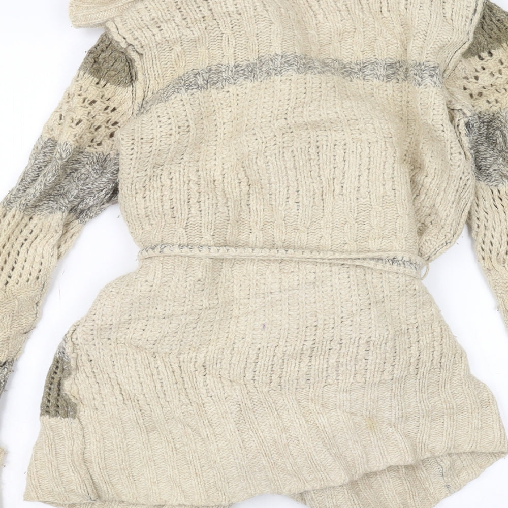 Fat Face Womens White  Knit Jacket Coatigan Size 12