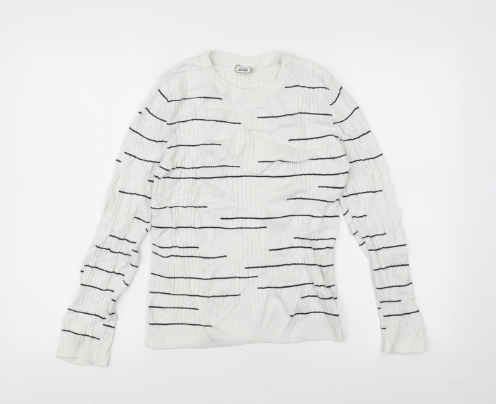 Pimkie Womens White Striped Pullover Jumper Size M