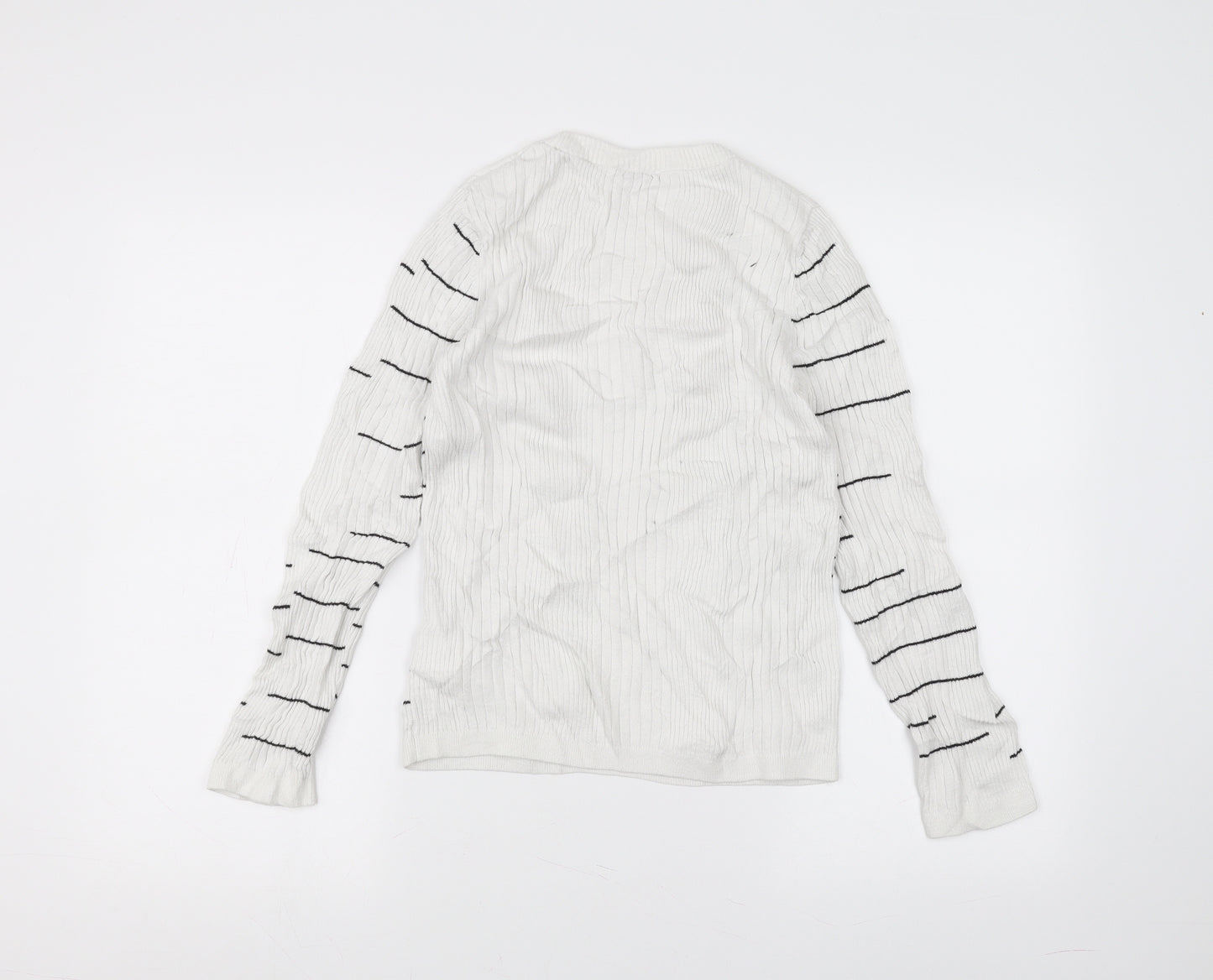 Pimkie Womens White Striped  Pullover Jumper Size M