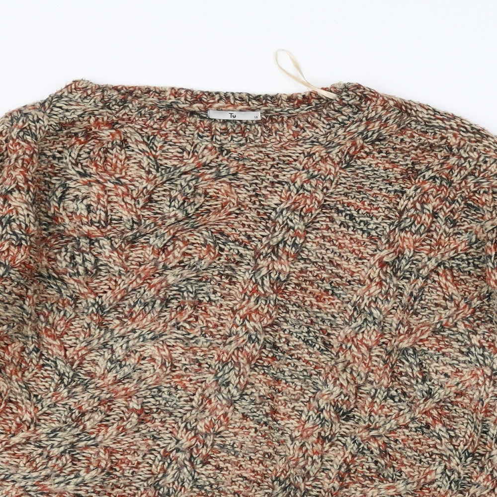 TU Womens White  Knit Pullover Jumper Size 18