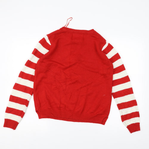 Papaya Mens Red Striped  Pullover Jumper Size M