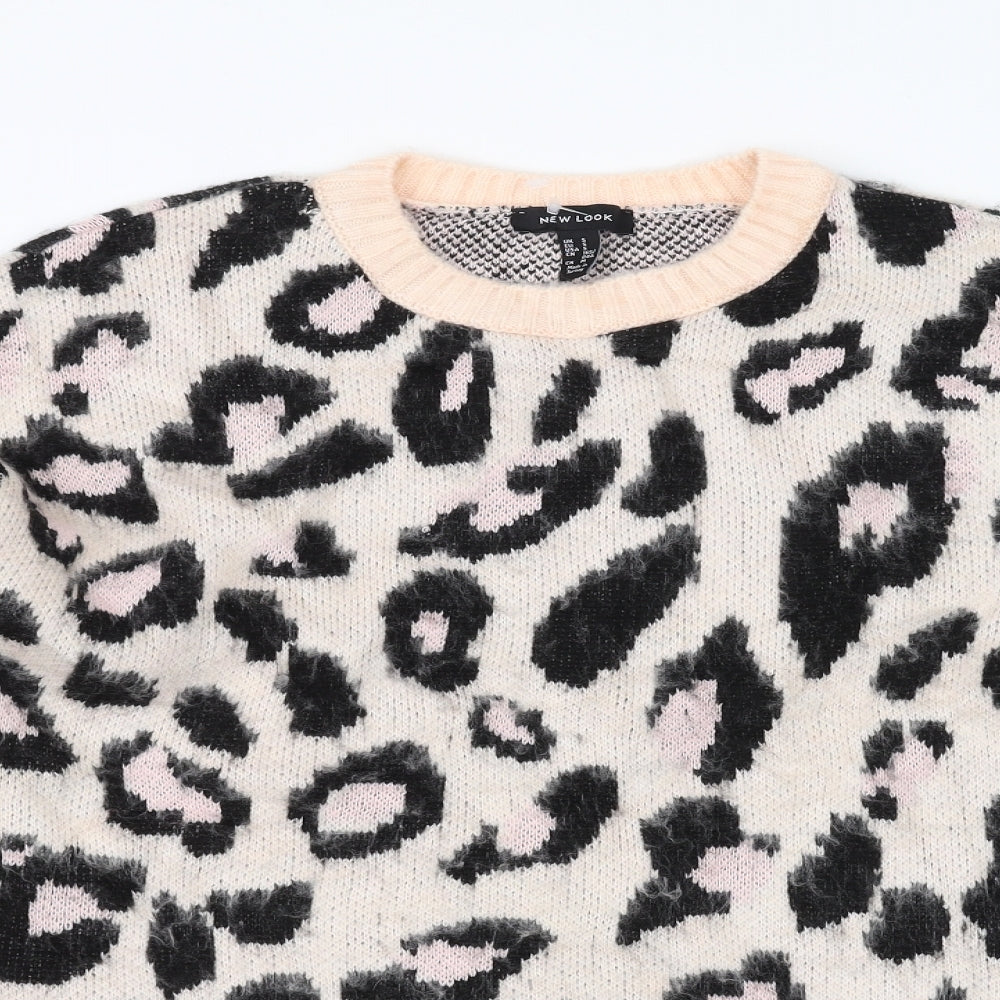 New Look Womens Pink Animal Print  Pullover Jumper Size S