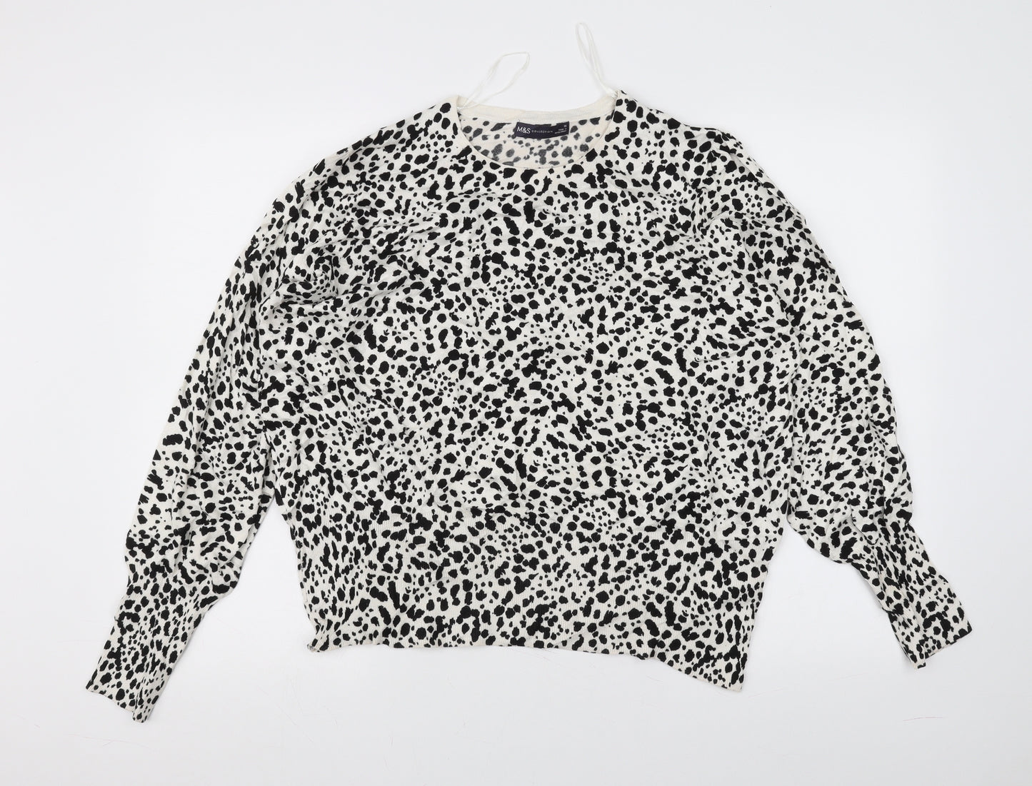 Marks and Spencer Womens White Animal Print  Pullover Jumper Size 18