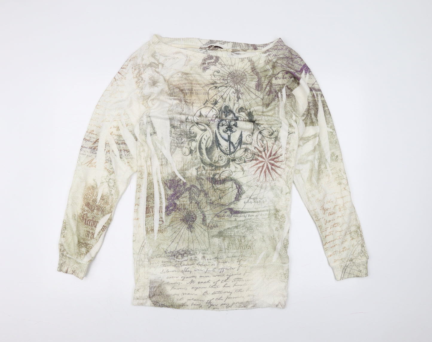 Forever Womens White   Pullover Jumper Size L