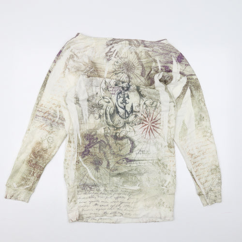 Forever Womens White   Pullover Jumper Size L