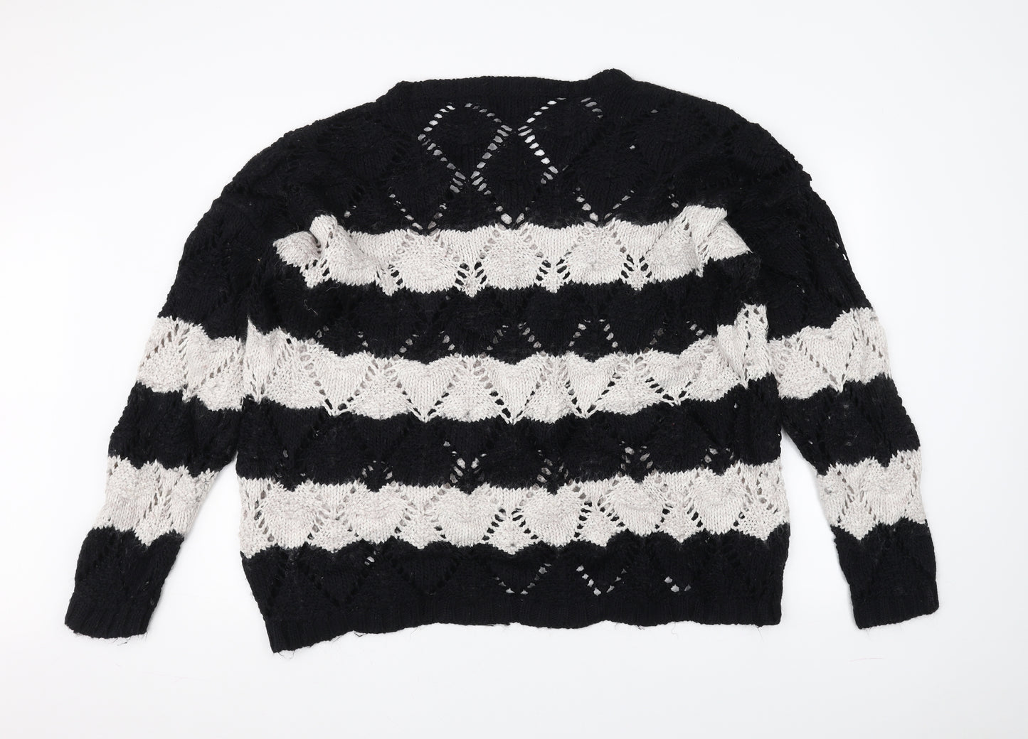 River Island Womens Black Striped Knit Pullover Jumper Size 18