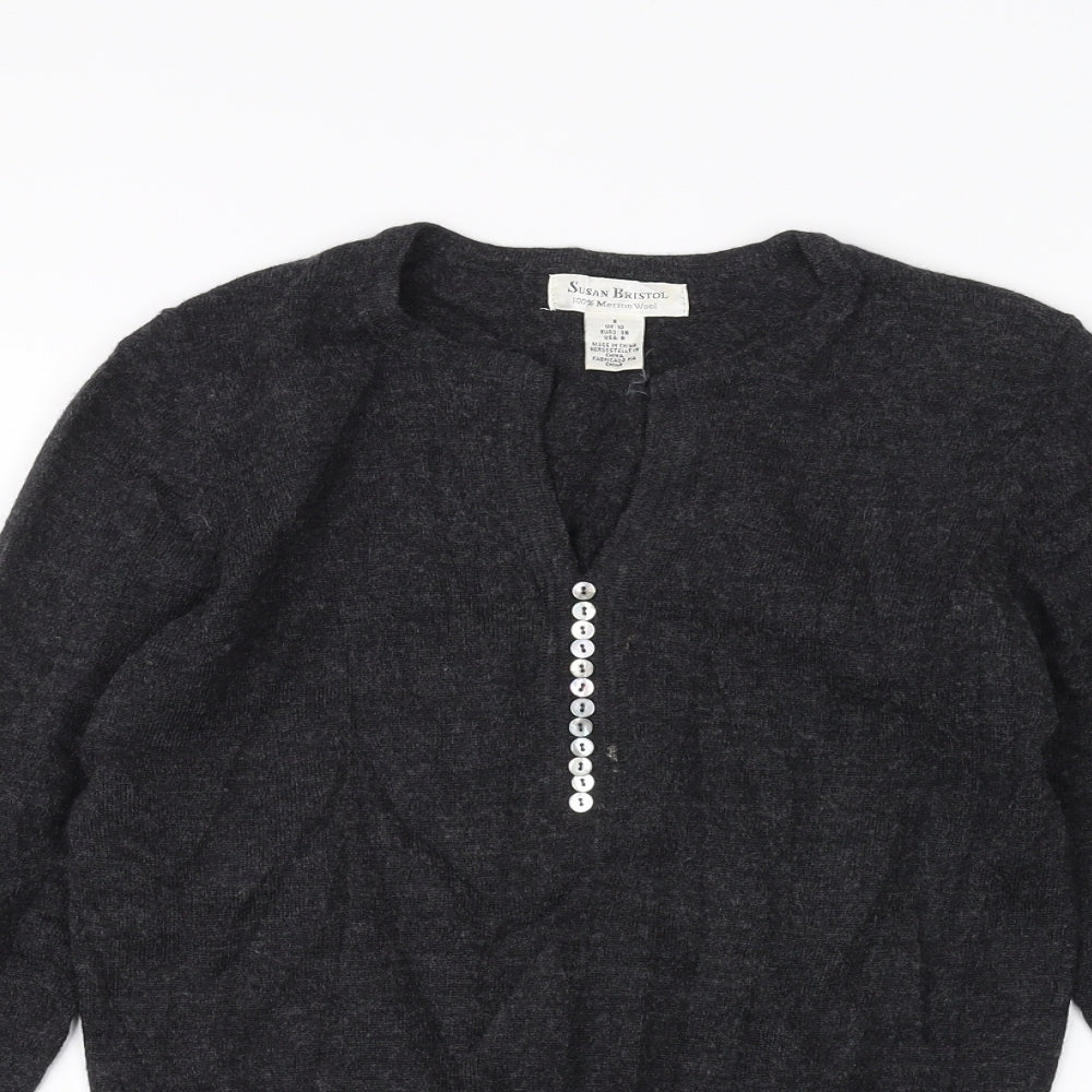 Susan Bristol Womens Black   Basic T-Shirt Size 10