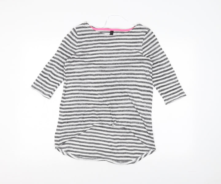 VERO MODA Womens White Striped Basic T-Shirt Size S