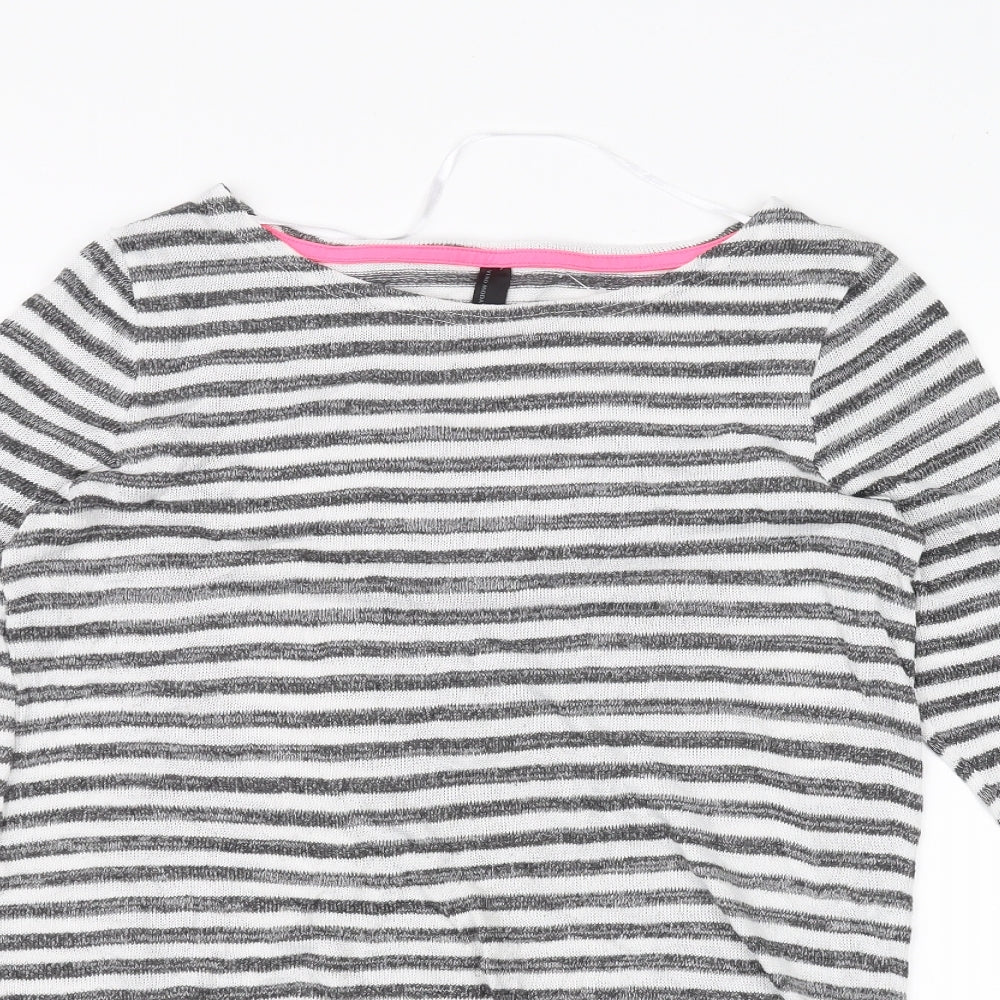 VERO MODA Womens White Striped  Basic T-Shirt Size S