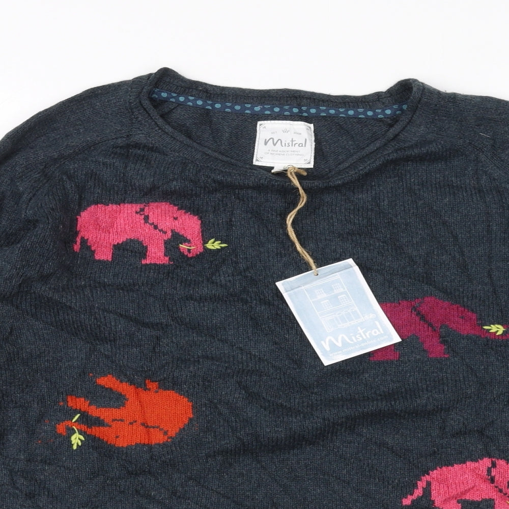 Mistral Womens Blue  Knit Pullover Jumper Size 12