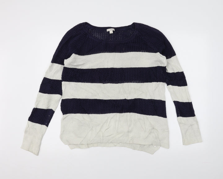 Gap Womens White Striped Pullover Jumper Size M