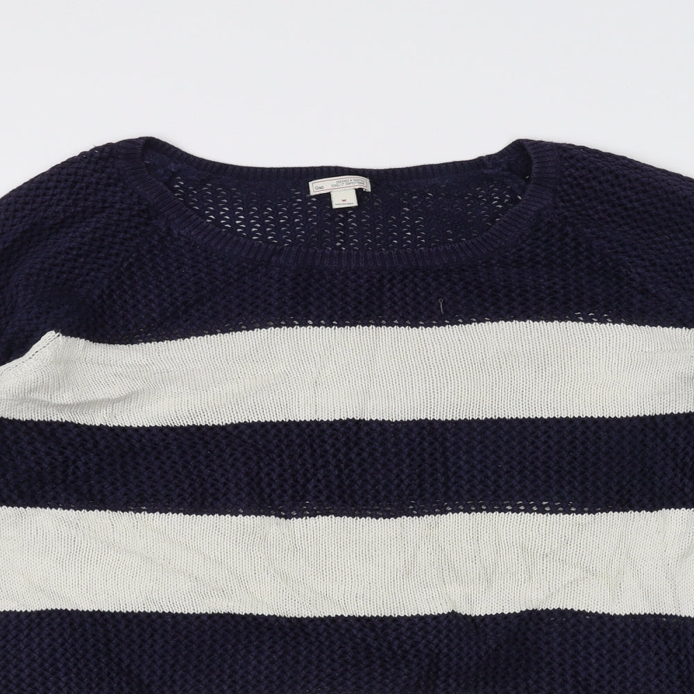 Gap Womens White Striped  Pullover Jumper Size M