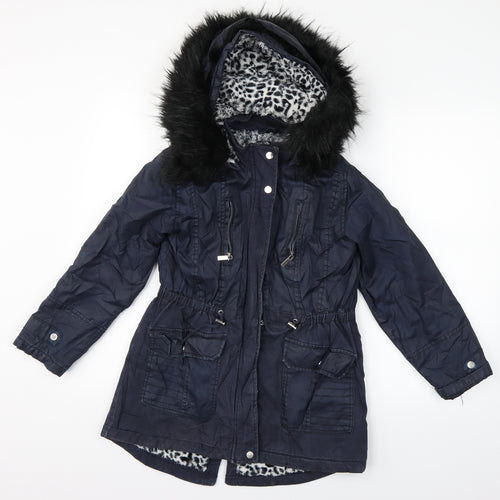 beautiful inside and out Girls Blue   Parka Coat Size 10 Years