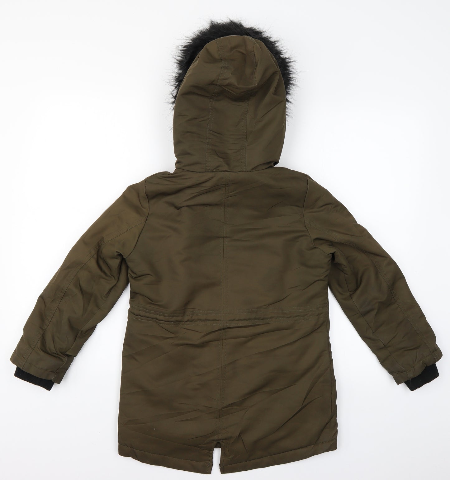 f&f kids Girls Green   Parka Coat Size 8-9 Years  - fur lined