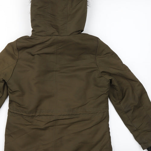 f&f kids Girls Green   Parka Coat Size 8-9 Years  - fur lined