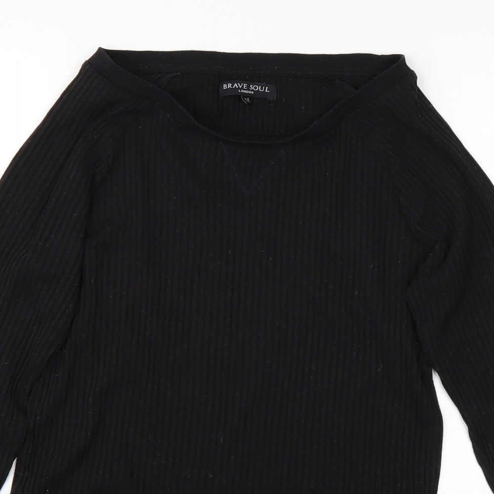 Brave Soul Womens Black   Pullover Jumper Size M