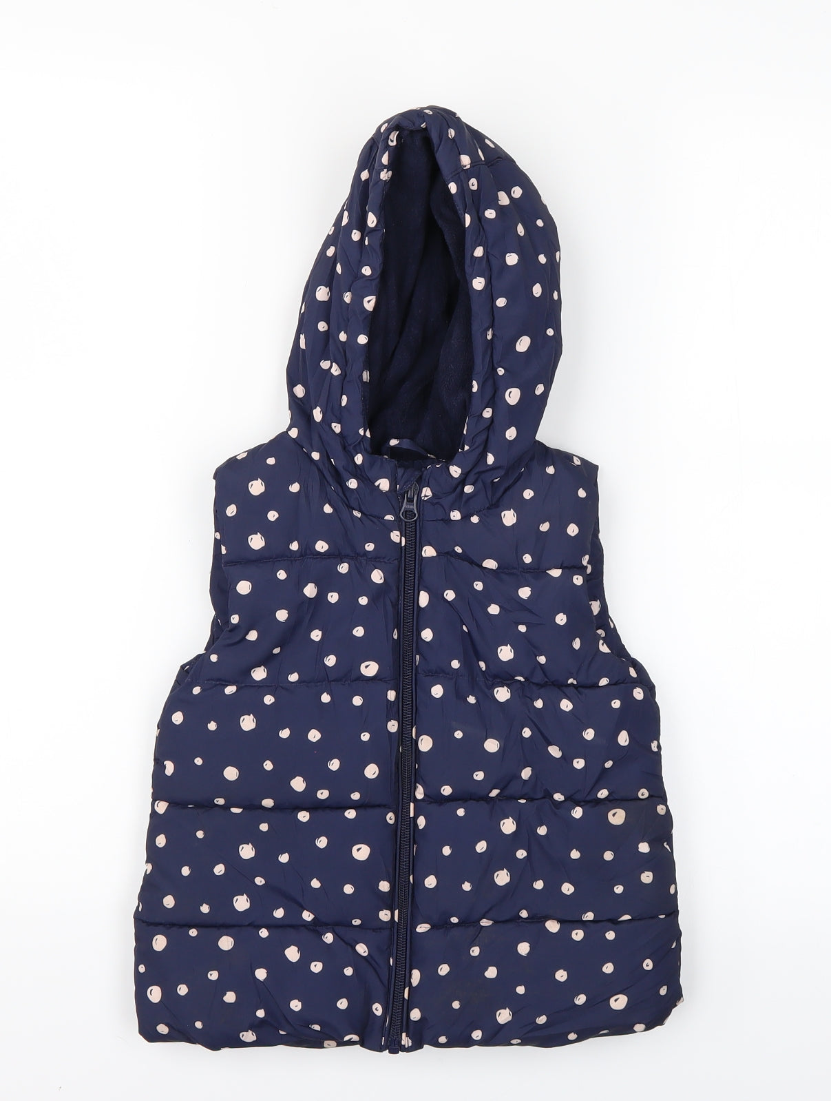 George Girls Blue Polka Dot  Puffer Jacket Coat Size 3-4 Years