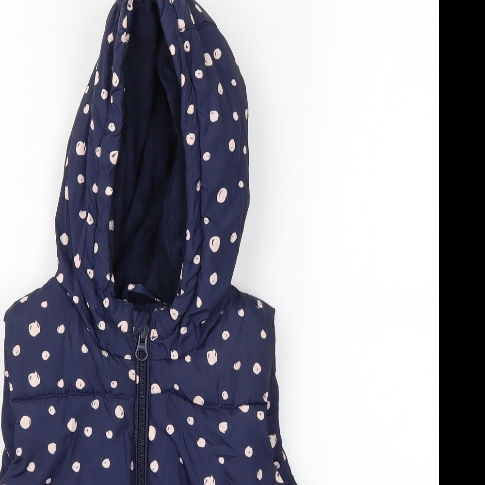 George Girls Blue Polka Dot  Puffer Jacket Coat Size 3-4 Years