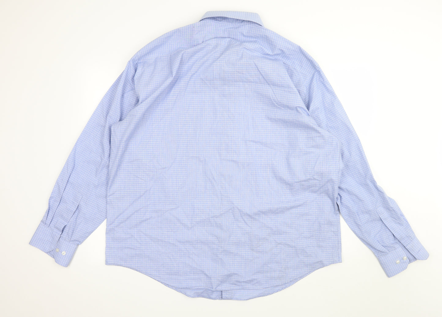 Marks and Spencer Mens Blue Check   Button-Up Size 18
