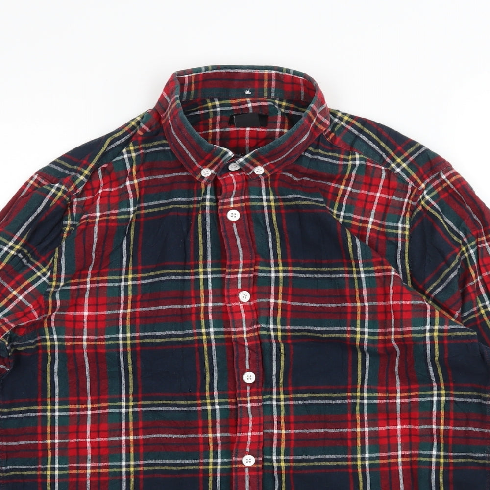 H&M Womens Red Plaid  Basic Button-Up Size S