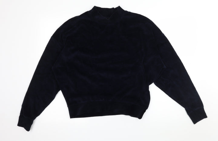 Topshop Womens Blue Velvet Pullover Sweatshirt Size 6