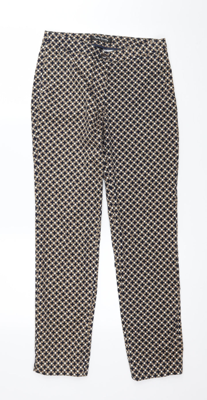 Betty Barclay Womens Brown Geometric Trousers Size 6 L28 in