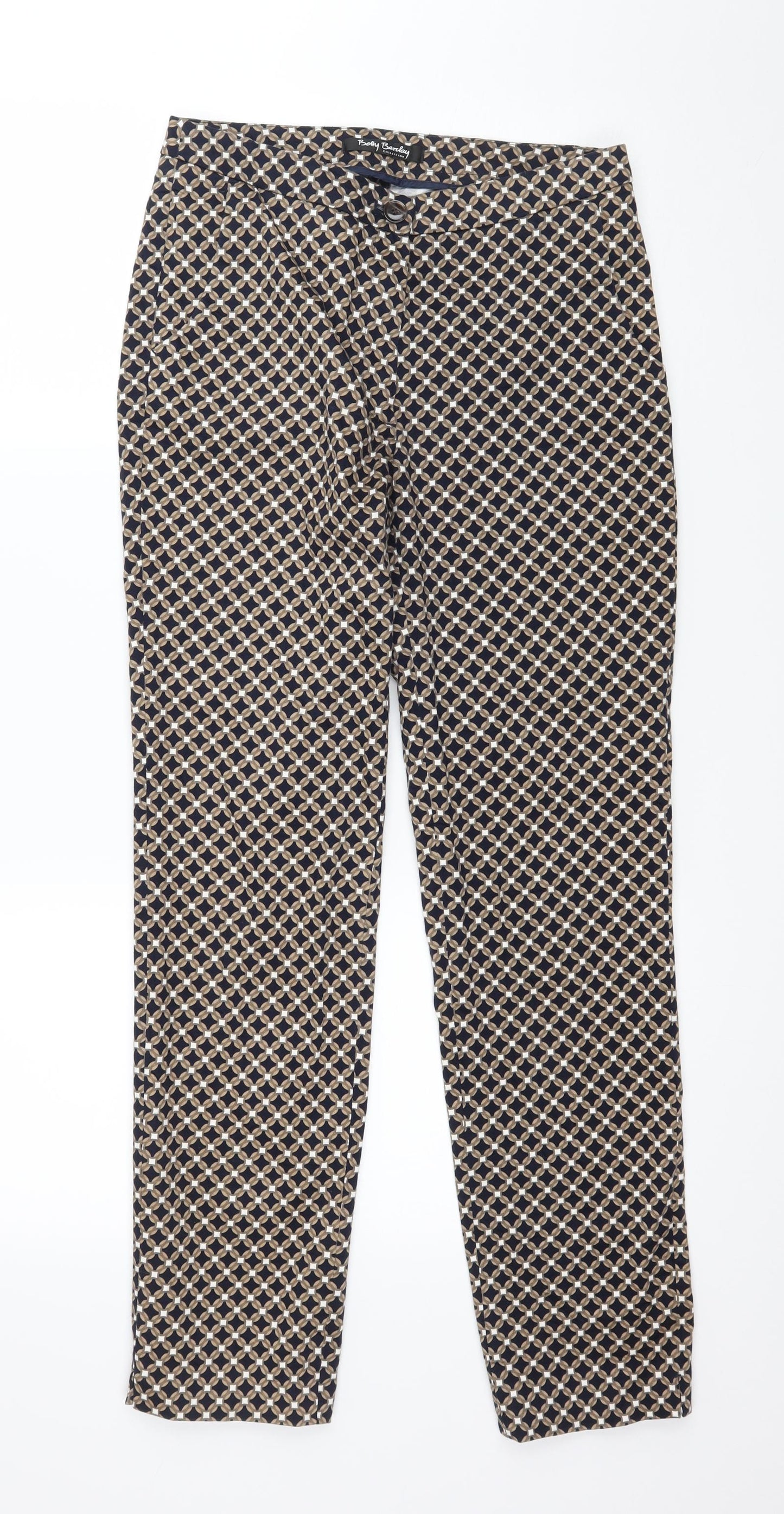 Betty Barclay Womens Brown Geometric  Trousers  Size 6 L28 in