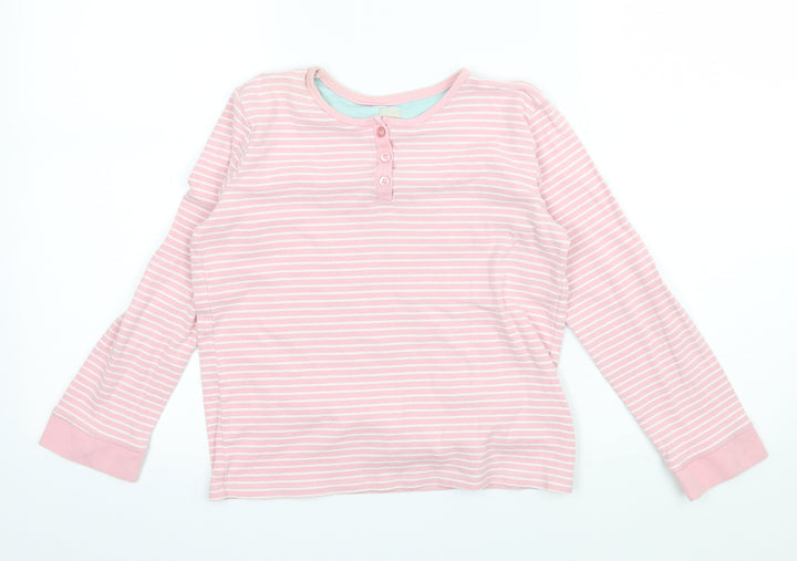 John Lewis Girls Pink Striped Jersey Basic T-Shirt Size 11 Years