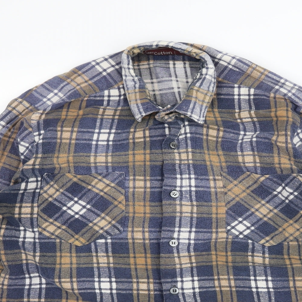 Preworn Mens Beige Plaid   Button-Up Size S