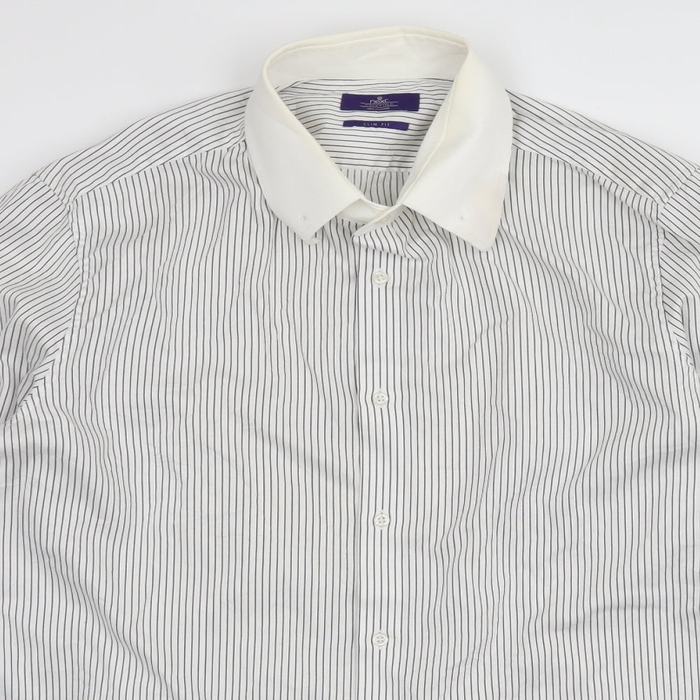 NEXT Mens White Striped   Dress Shirt Size 17