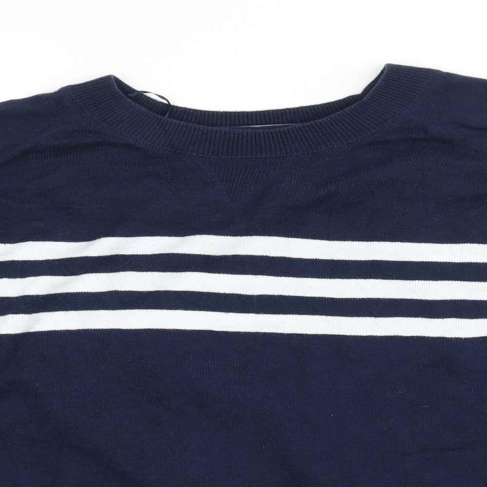 Marks and Spencer Mens Blue Striped Knit Pullover Jumper Size XL