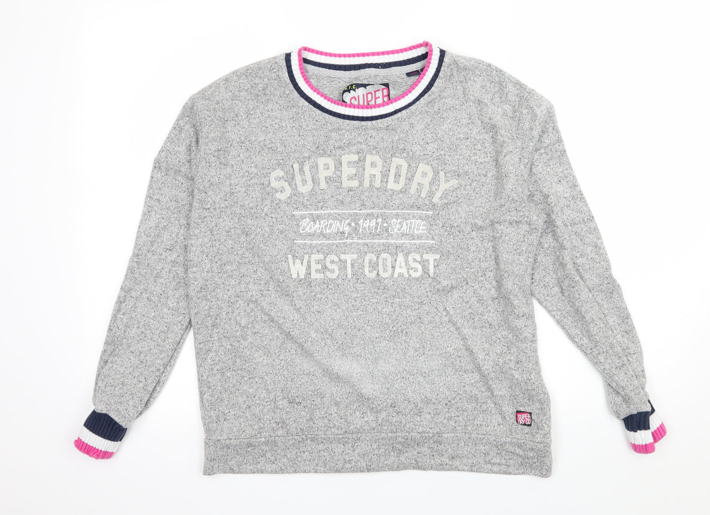 Superdry Womens Grey  Jersey Pullover Jumper Size 12