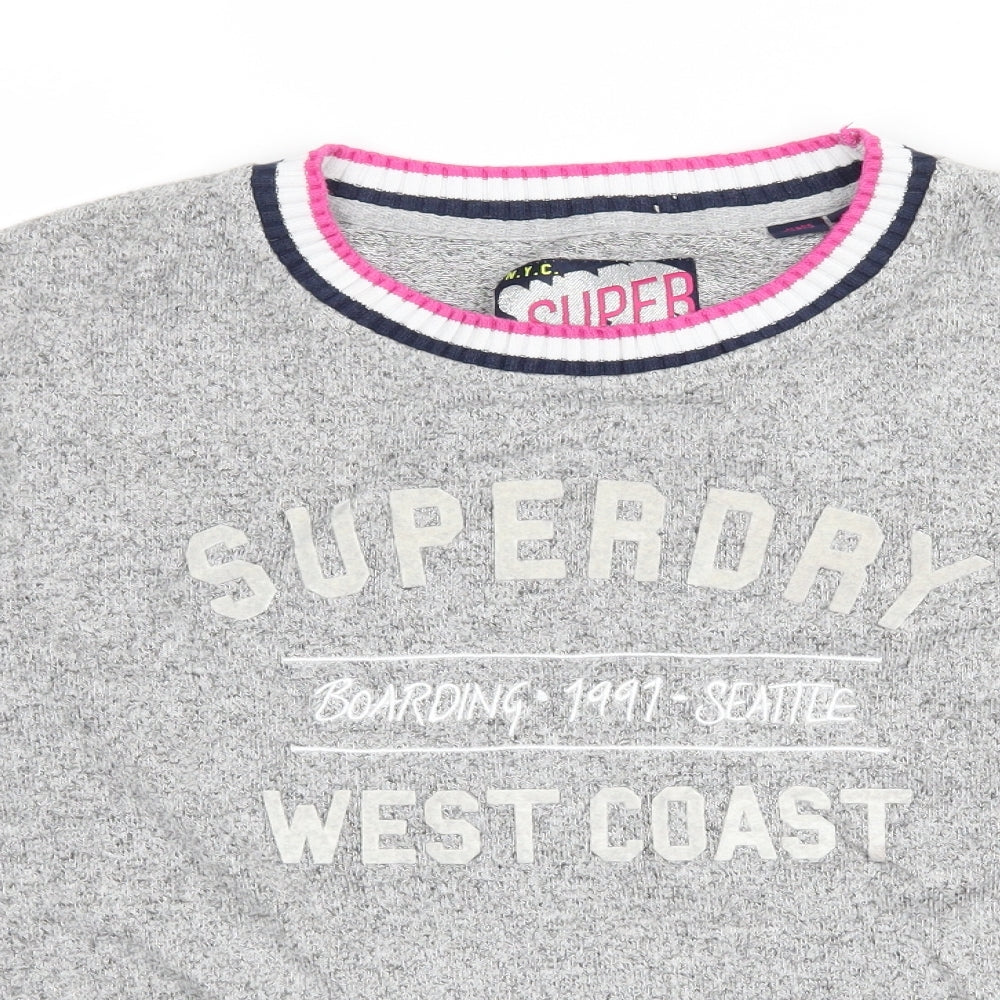 Superdry Womens Grey  Jersey Pullover Jumper Size 12