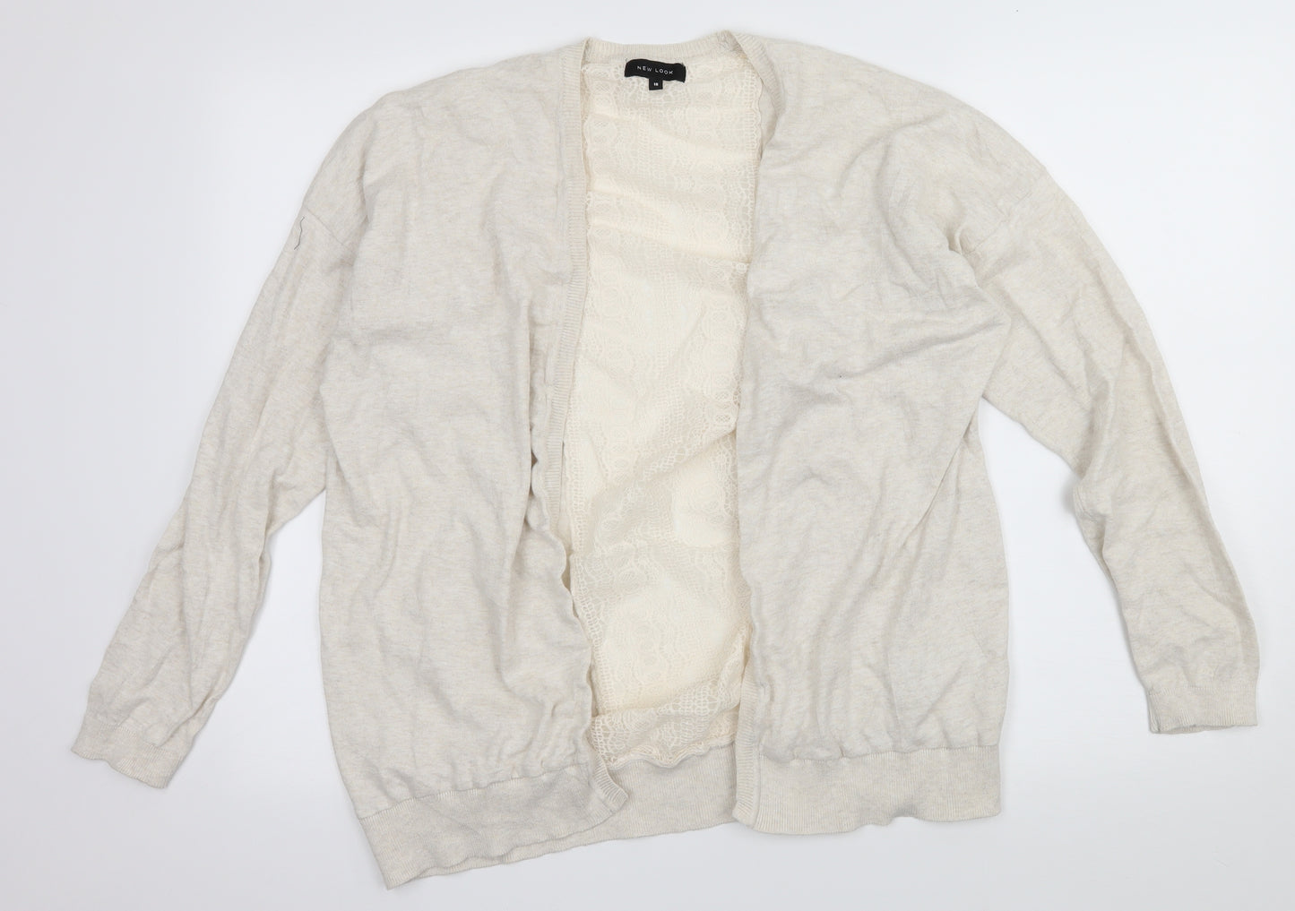 New Look Womens Ivory  Knit Cardigan Jumper Size 18  - Lace detail