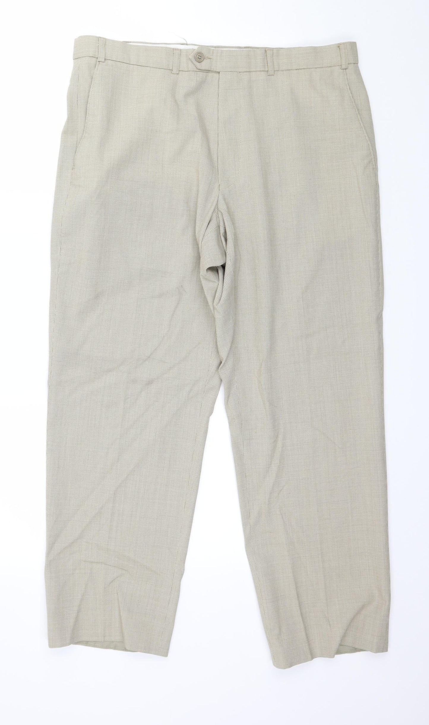 Marks and Spencer Mens Beige Check  Trousers  Size 36 in L28 in