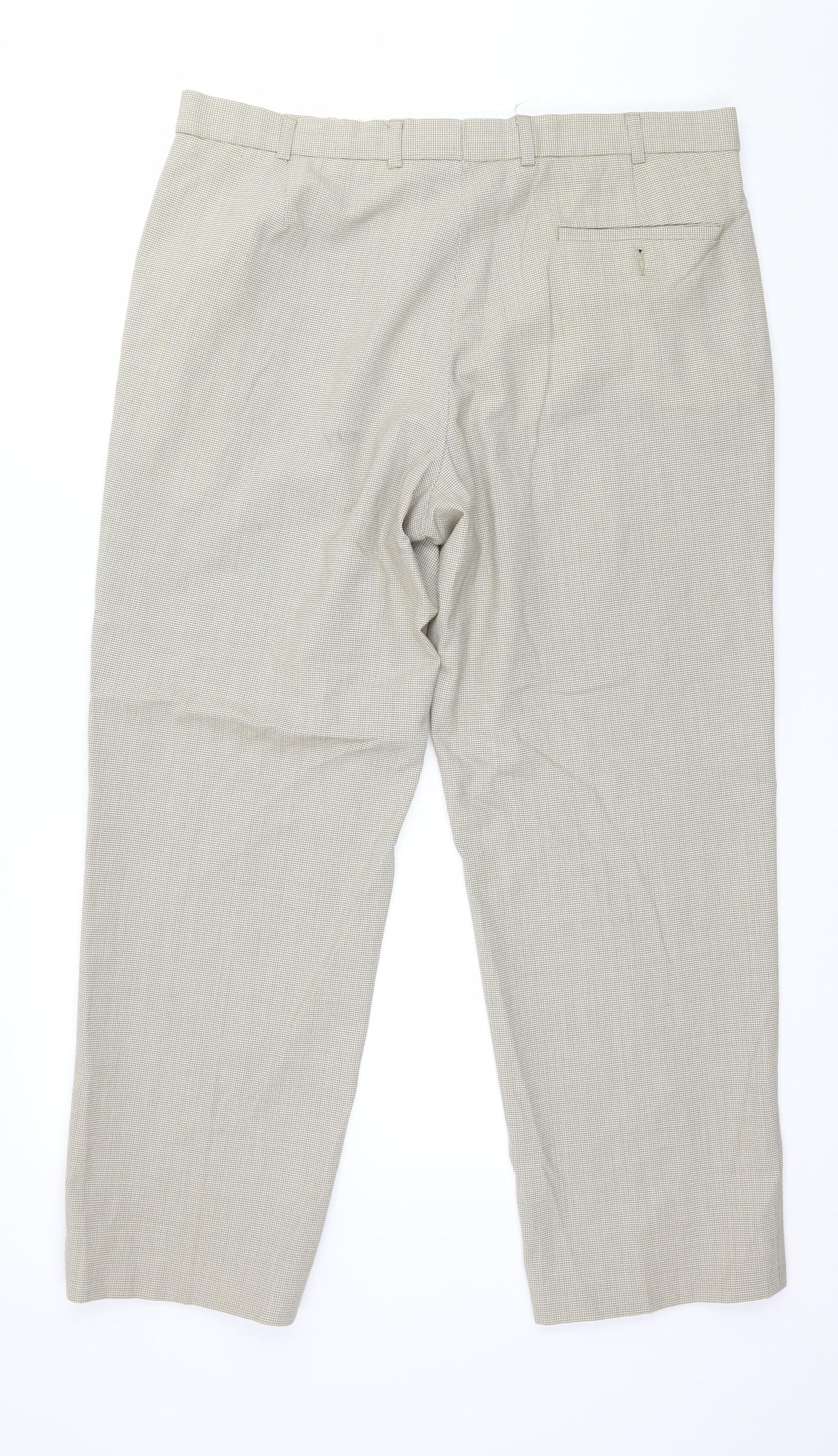 Marks and Spencer Mens Beige Check  Trousers  Size 36 in L28 in