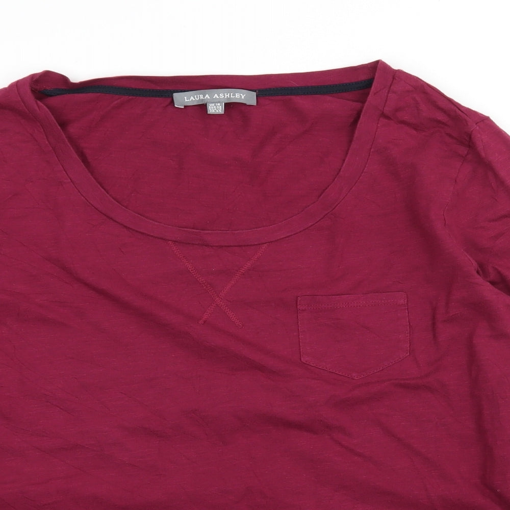 Laura Ashley Womens Purple  Jersey Basic T-Shirt Size 16