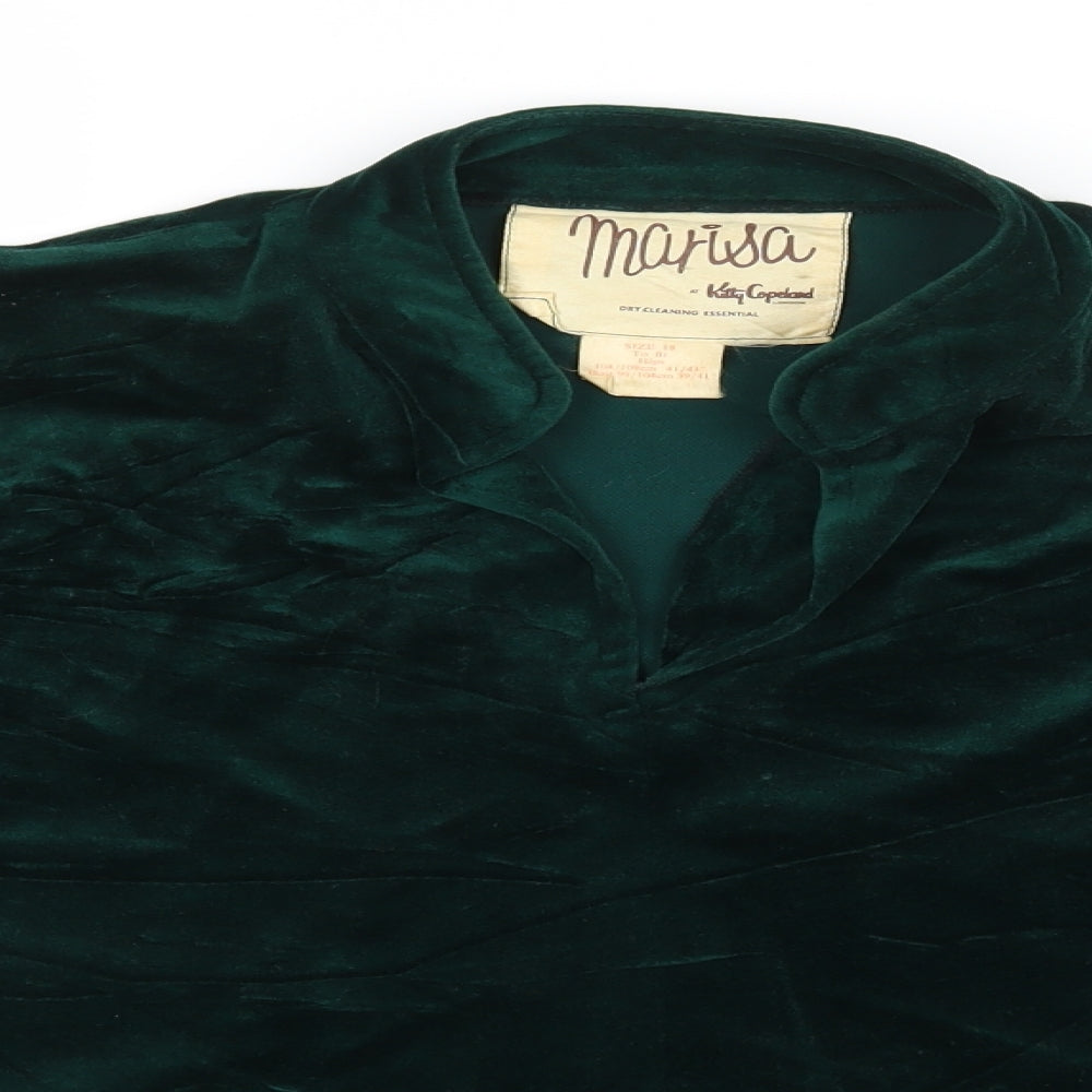 Marisa Womens Green  Velvet Pullover Sweatshirt Size 18