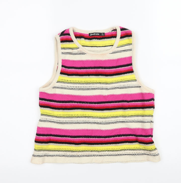 Stradivarius Womens Multicoloured Striped Knit Pullover Jumper Size S