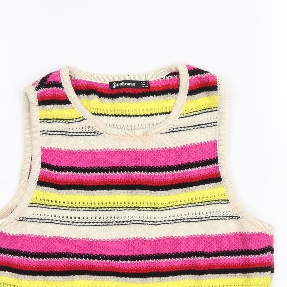 Stradivarius Womens Multicoloured Striped Knit Pullover Jumper Size S