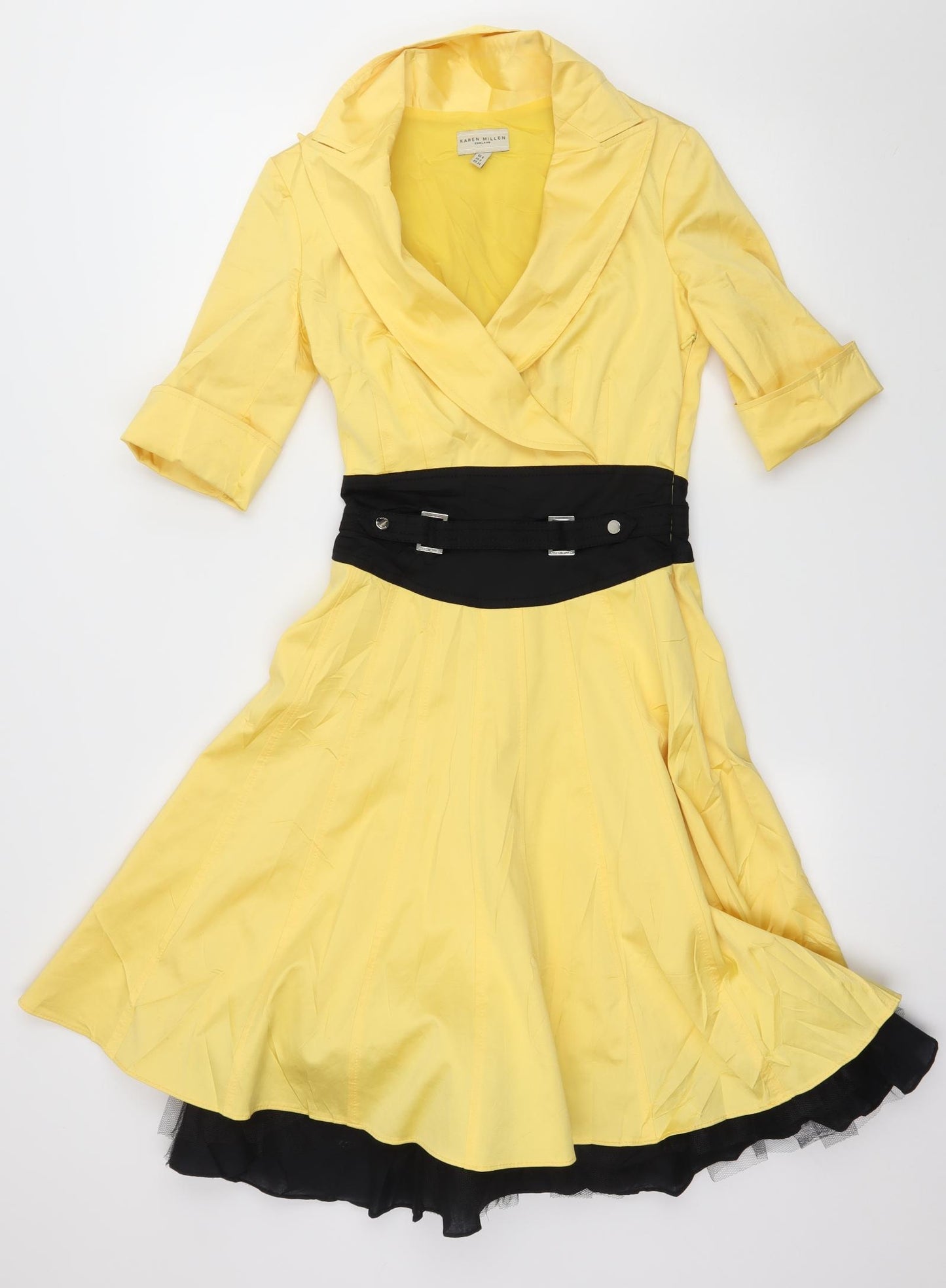 Karen Millen Womens Yellow   Fit & Flare  Size 6