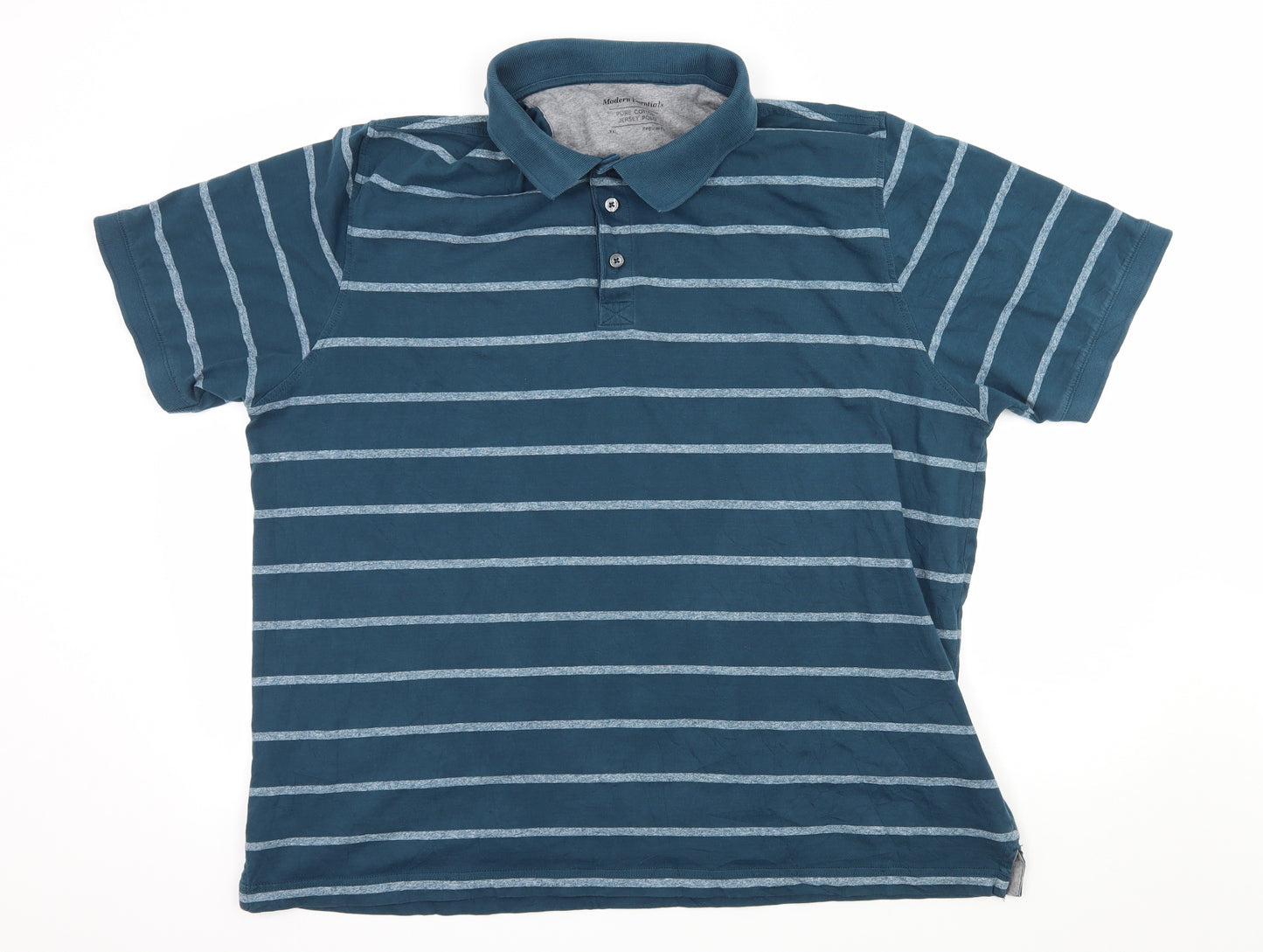 Marks and Spencer Mens Blue Spotted Jersey  Polo Size 2XL