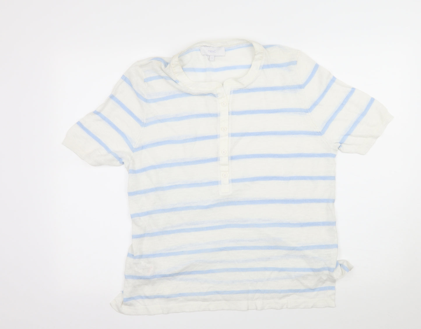 NEXT Womens White Striped  Basic T-Shirt Size 18