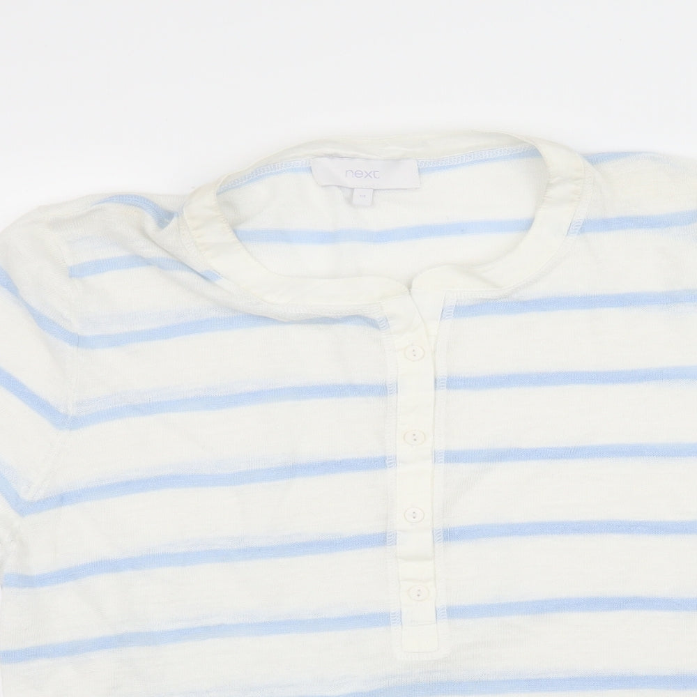 NEXT Womens White Striped  Basic T-Shirt Size 18