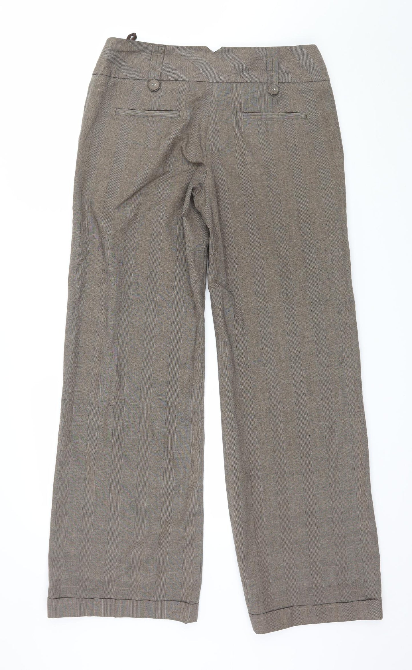 NEXT Womens Brown Check  Trousers  Size 12 L32 in