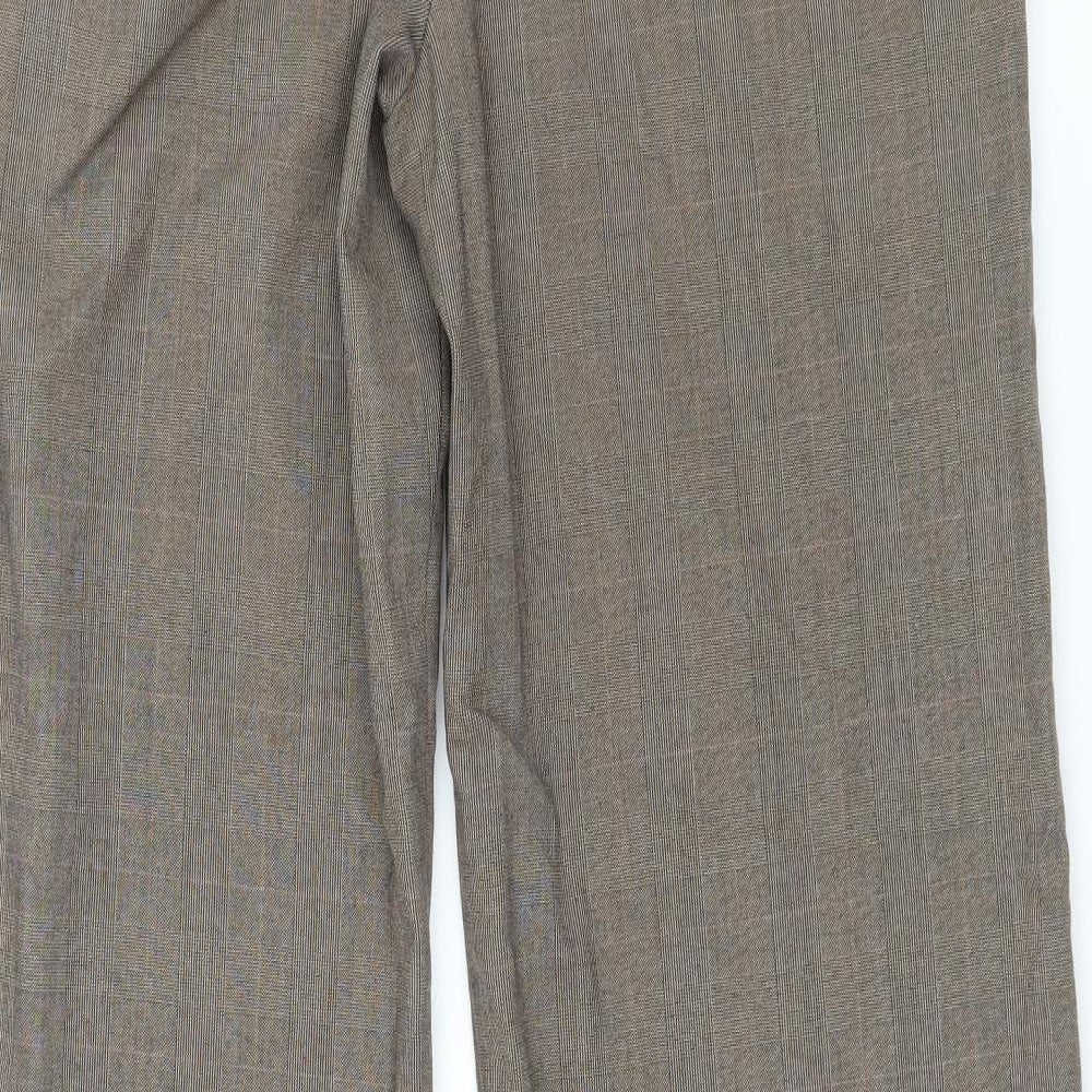 NEXT Womens Brown Check  Trousers  Size 12 L32 in
