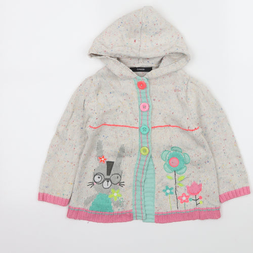 George Girls Ivory  Knit Cardigan Jumper Size 3-4 Years  - Rabbit