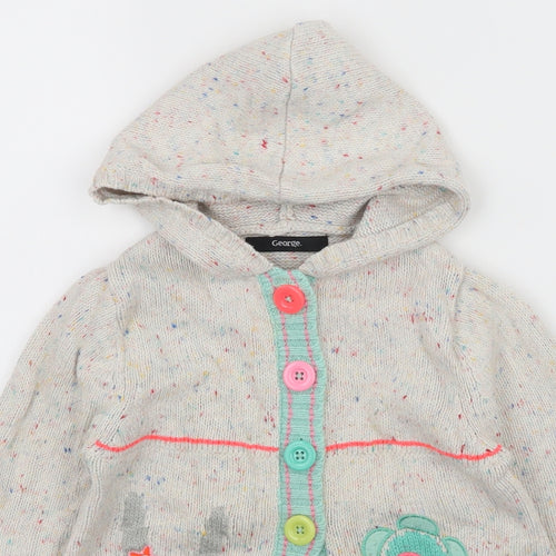 George Girls Ivory  Knit Cardigan Jumper Size 3-4 Years  - Rabbit