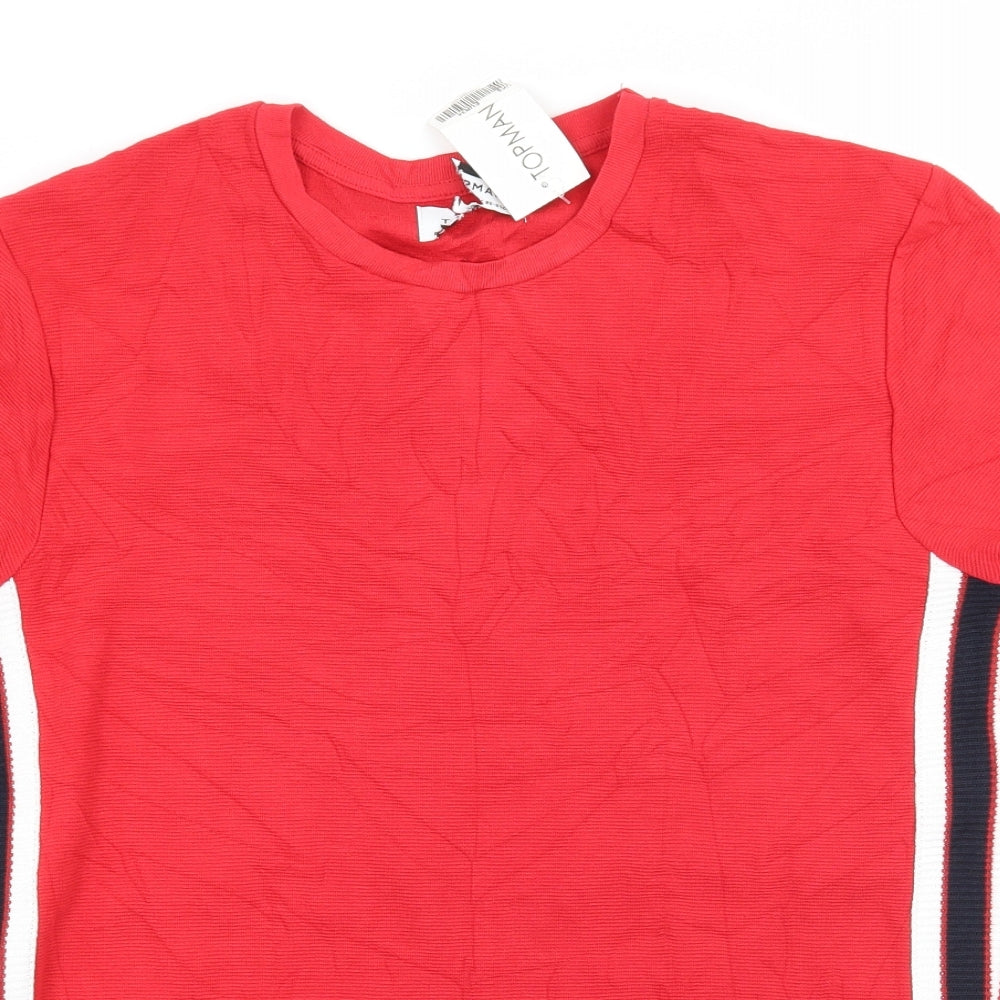 Topman Mens Red Striped Jersey  T-Shirt Size XS